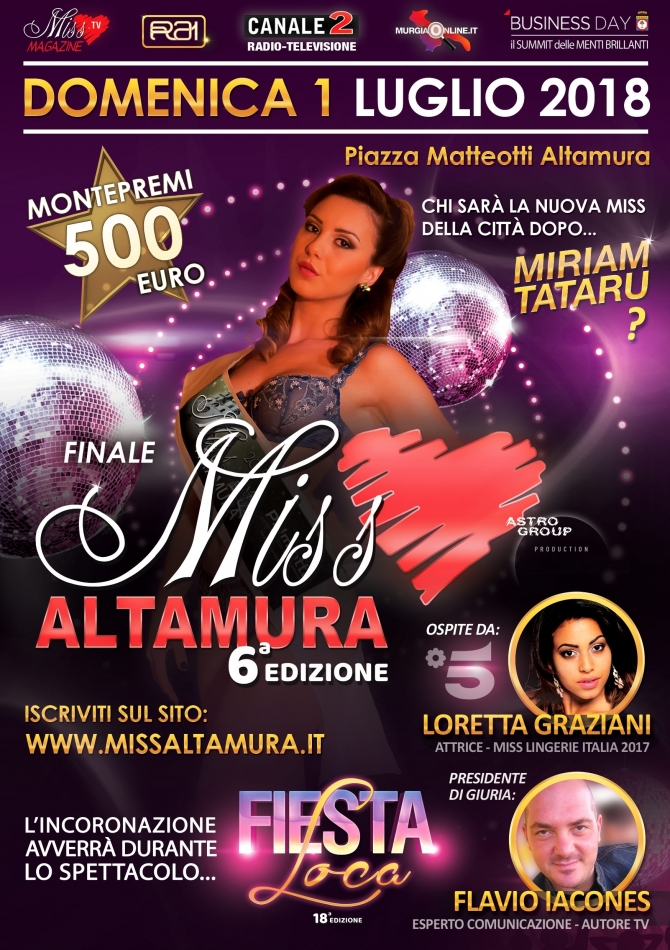 Iscriviti e Partecipa alla VI edizione di MISS ALTAMURA - MISS MAGAZINE | BEAUTIFUL DAY